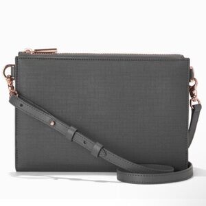 DAGNE DOVER Graphite Gray Coated Canvas 3 In 1 Wallet Clutch & Crossbody Bag